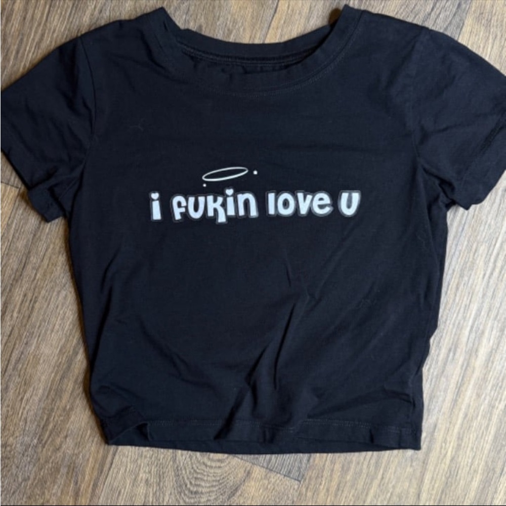 Cherry Kitten - I Fukin Love U Y2K Baby Tee